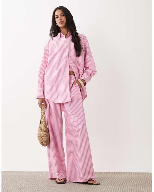 Missy Empire Pink Poplin Oversized Shirt