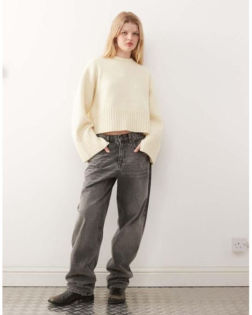 Monki Natural Crew Neck Knitted Jumper