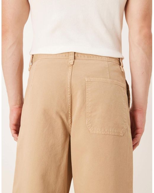 ASOS Natural Loose Straight Trousers for men