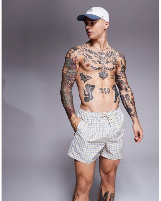 ASOS – halblange badeshorts in White für Herren