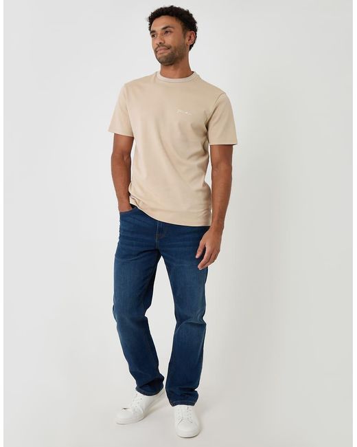 Threadbare Natural Cotton Crew Neck Script T-Shirt for men