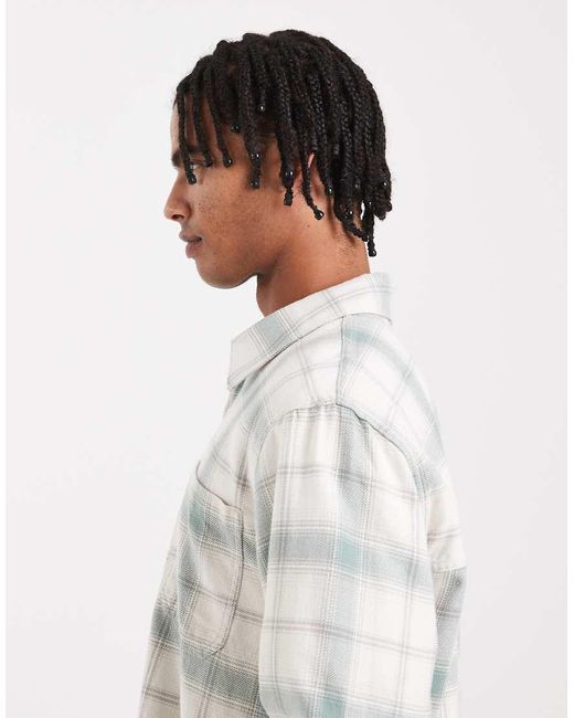 Hollister White Long Sleeve Flannel Shirt for men