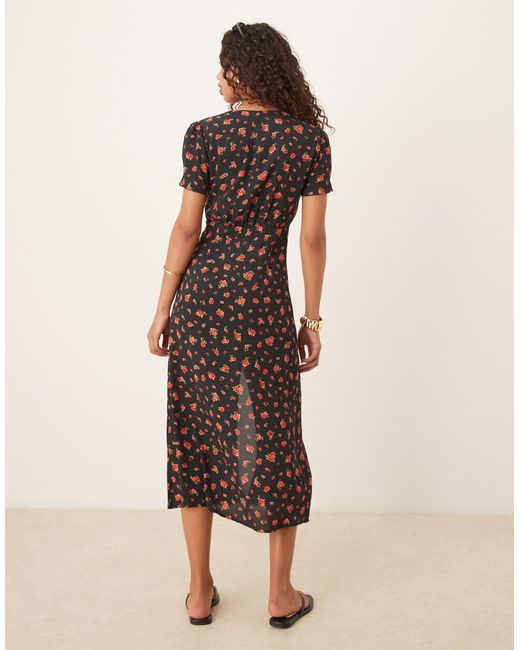 Mango Red – midi-freizeitkleid aus satin