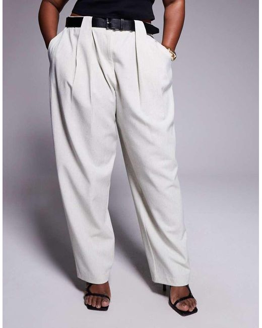 ASOS Purple Curve Tailored Textured Barrel Leg Trousers With Belt