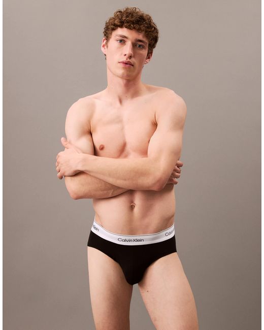 Calvin Klein – icon cotton stretch – 3er-pack eng geschnittene hüftslips in Black für Herren