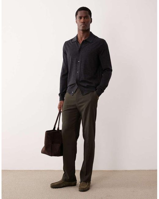 Mango Blue Wool Polo Shirt for men