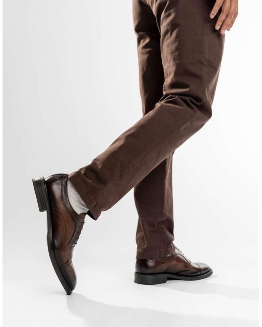 Base London Brown Lapel Toe Cap Shoe for men