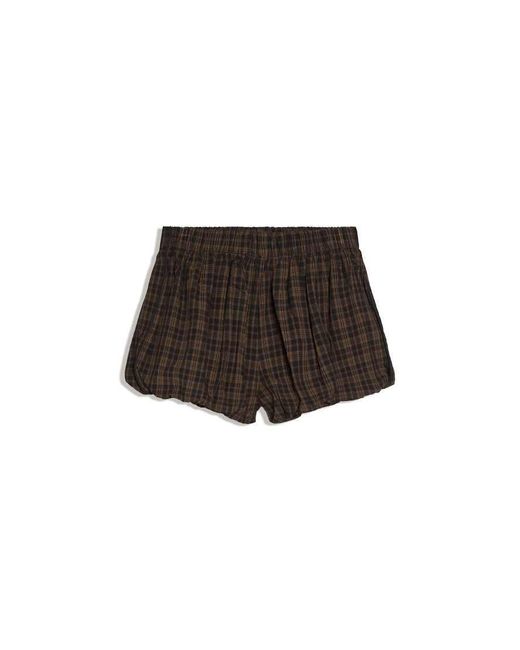 Bershka Black Check Balloon Mini Shorts