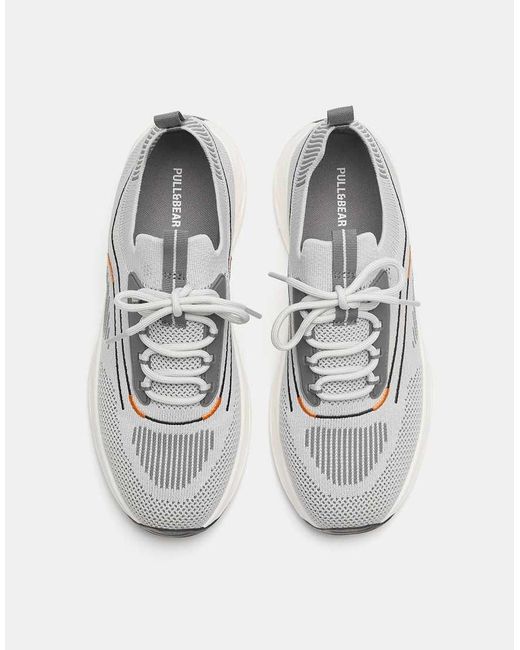 Pull&Bear White Fabric Trainers for men