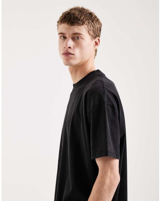 Brave Soul Black Oversized 240gsm Acid Wash T-shirt for men