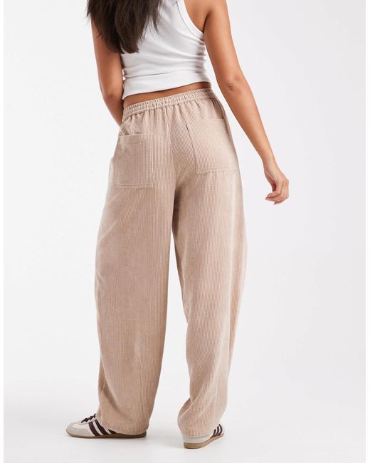 ASOS Natural Pull On Barrel Leg Cord Trousers