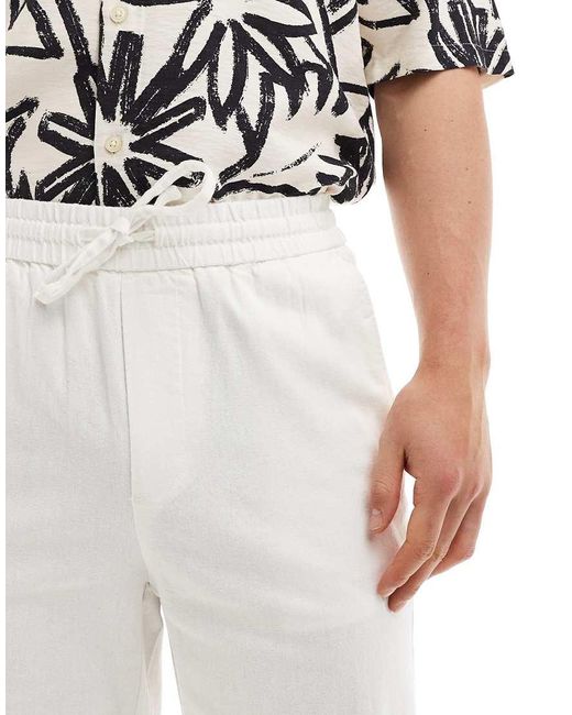 Only & Sons White Linen Mix Loose Fit Trouser for men