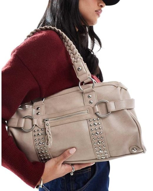 Bershka Red City Bag With Stud Detail