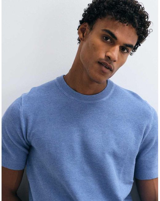 Mango Blue Knitted T-shirt for men
