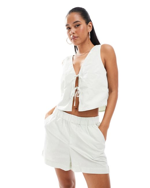 Short d'ensemble style caleçon - vichy ONLY en coloris White