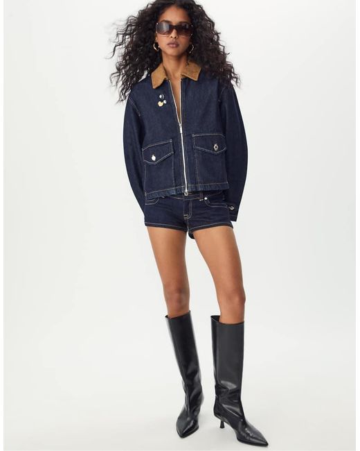 Stradivarius Blue Contrast Denim Jacket