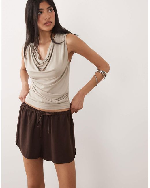 ASOS Brown Linen Blend Micro Runner Short
