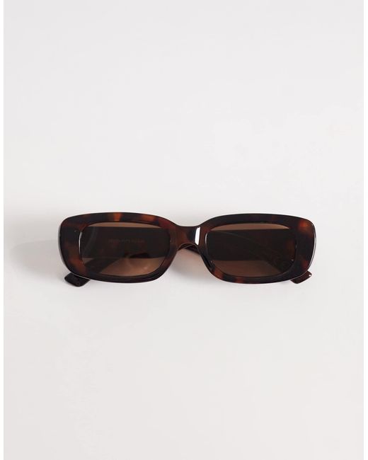 Gina Tricot Brown Slim Rectangular Sunglasses