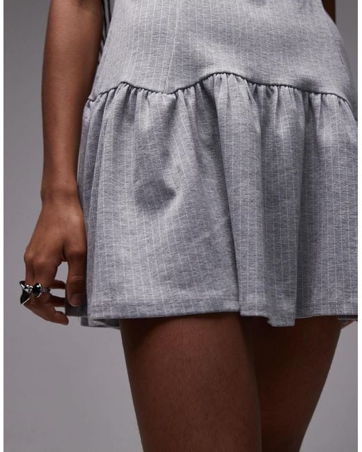ASOS Gray Sleeveless Pleated Skirt Mini Dress