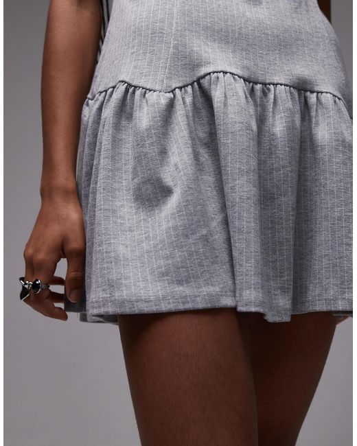 ASOS Gray Sleeveless Pleated Skirt Mini Dress