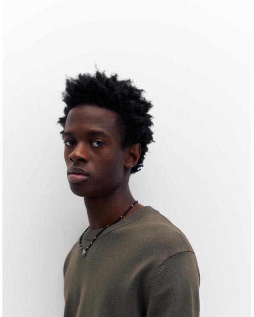 Pull&Bear – kurzärmliger pullover in Brown für Herren