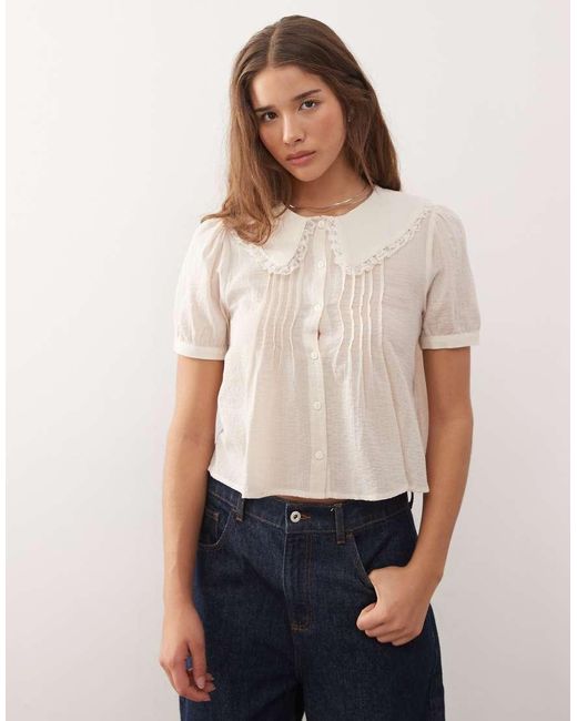 Reclaimed Vintage White Soft Shirt With Peter Pan Collar
