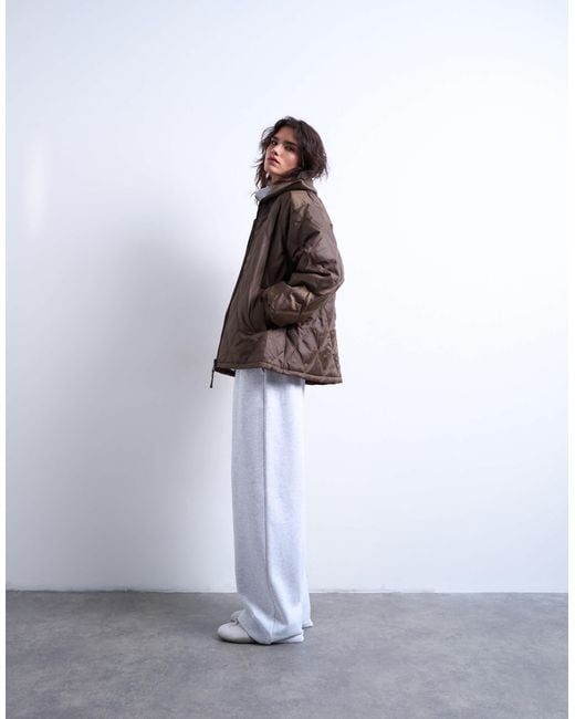 TOPSHOP Brown Spread Rib Collar Liner Jacket