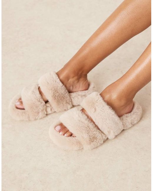 ASOS Natural Zoey Double Strap Mule Slippers