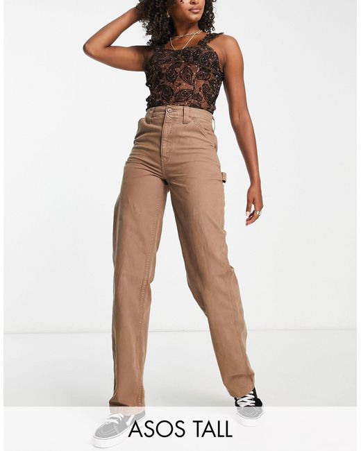 ASOS Asos Design Tall Minimal Cargo Pants in Brown Lyst