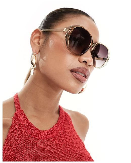 ALDO Red Nami Oversized Round Sunglasses