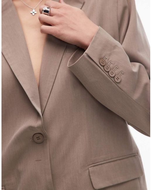 emory park Brown Drop Shoulder Oversized Tailored Blazer