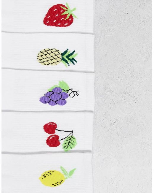 Jack & Jones Metallic 5 Pack Fruit Print Socks for men