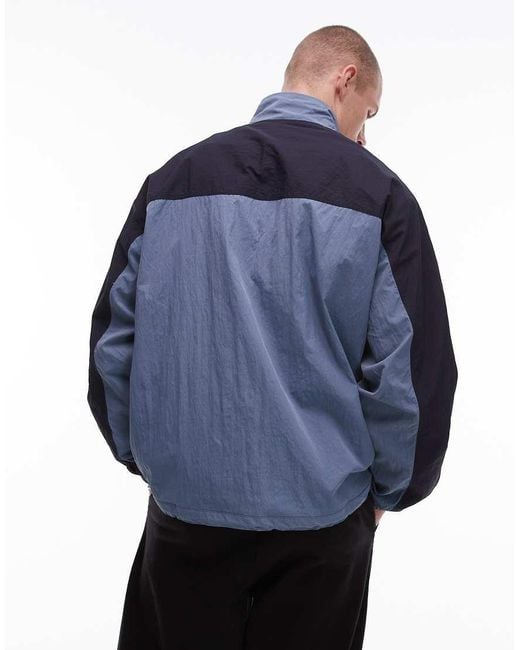 Parlez Blue Pulse 1/4 Zip Windbreaker Jacket for men