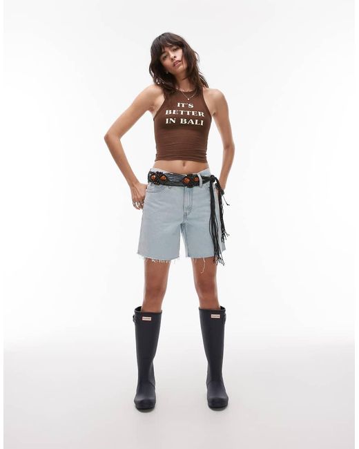 Motel Brown Farida Bali Slogan Singlet Top
