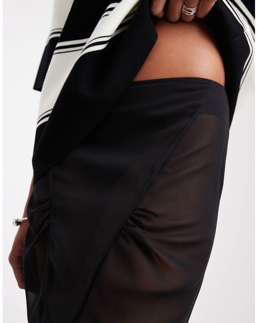 ASOS Black Chiffon Maxi Skirt With Train