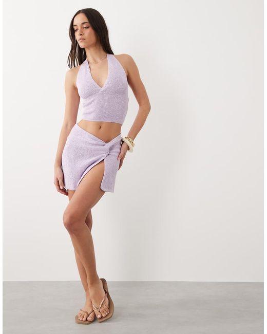 Kulani Kinis Purple Lilac Glimmer Knit Wrap Mini Skirt