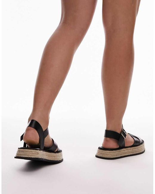 TOPSHOP Black Wide Fit Jenna Espadrille Flat Sandals