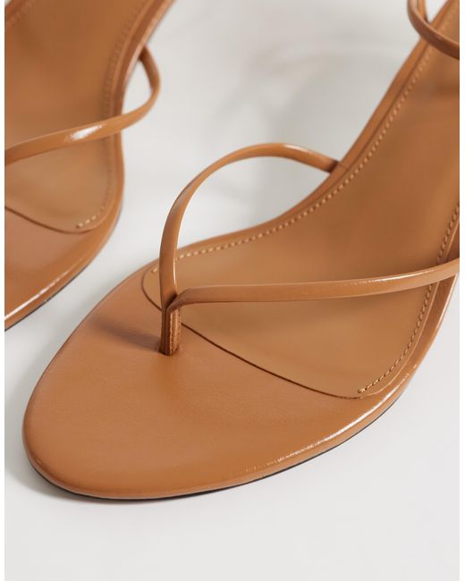 Mango Metallic Strappy Kitten Heeled Flip Flops