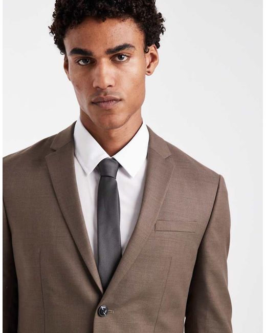 Jack & Jones Brown Premium Super Slim Suit Jacket for men