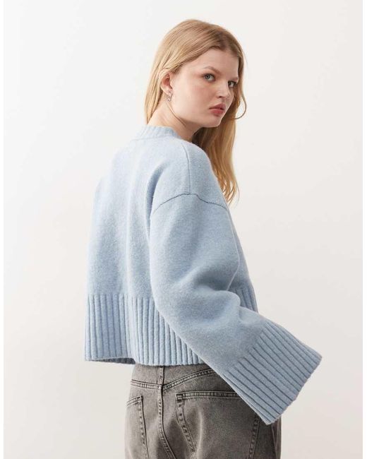 Monki Blue Crew Neck Knitted Jumper