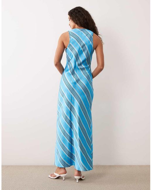 ASOS Blue Scoop Satin Maxi Dress
