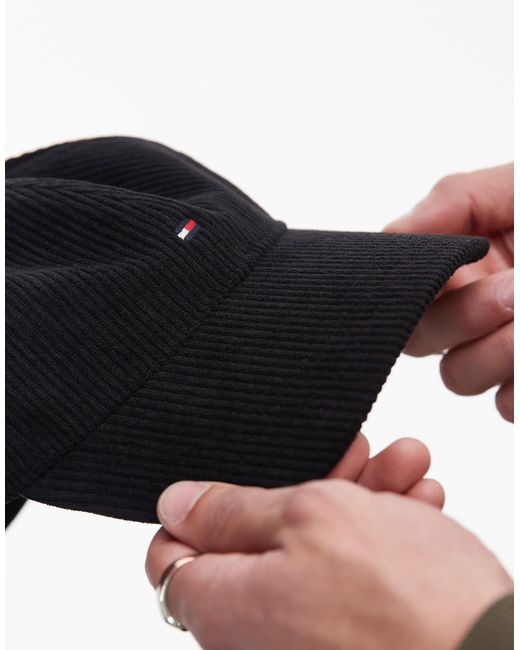 Tommy Hilfiger Black Flag Logo Cord Cap for men
