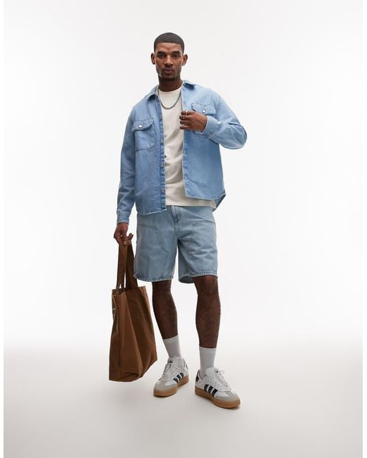 Pantaloncini Azzurri Con Ginocchio Doppiato di Carhartt in Blue da Uomo