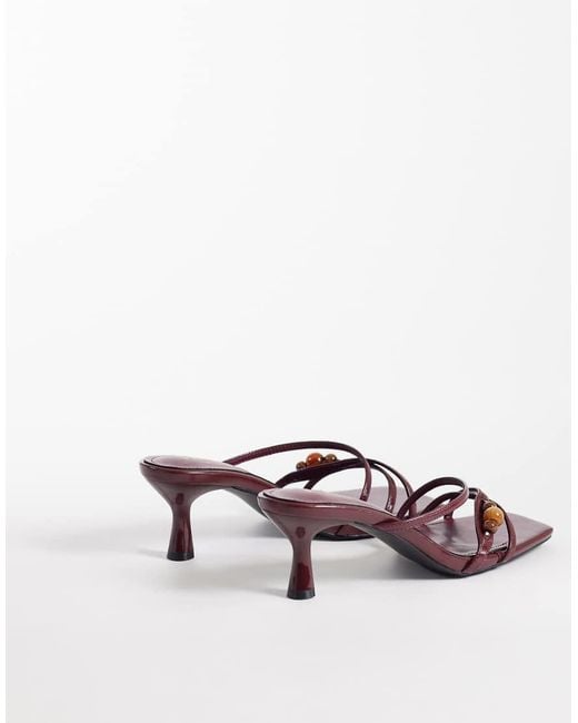 SIMMI Red Simmi London Farah Kitten Heel Sandals With Beads