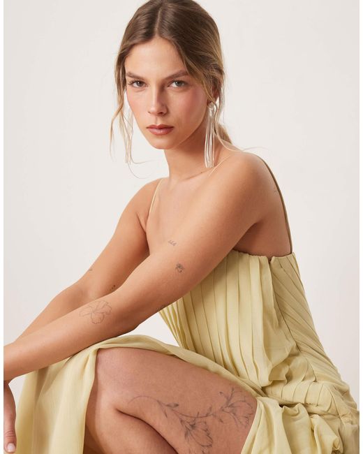 ASOS Natural – plissiertes midi-camikleid