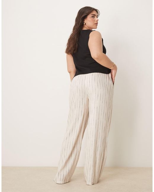 ASOS Natural Curve Relaxed Straight Leg Pants With Linen