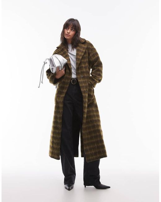 TOPSHOP Black Brushed Check Formal Coat