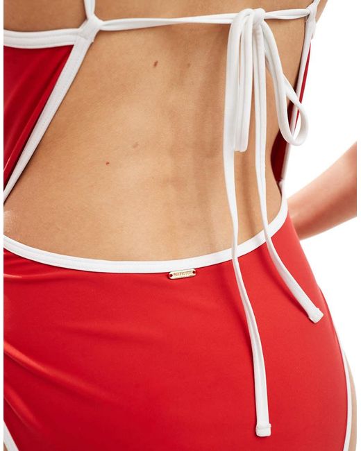 Hollister Red Swimwear One Piece With Triangle Front And Open Back
