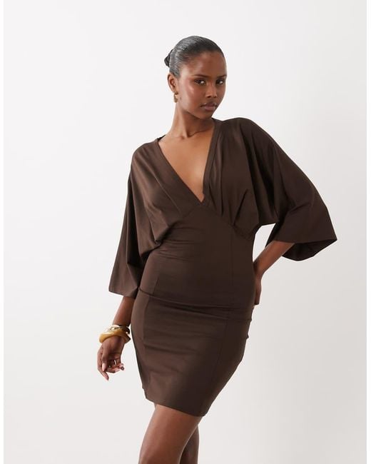 ASOS Natural Grecian V Neck Mini Dress