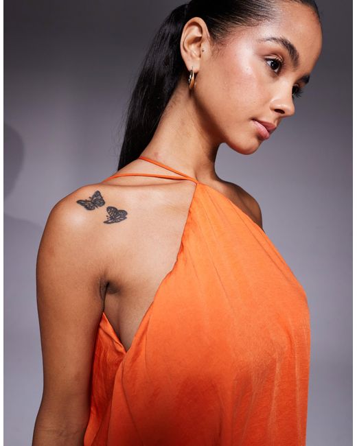 ASOS Orange Halter Double Layer Jumpsuit